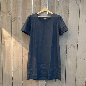 Nicole Miller Linen V neck little black dress size small